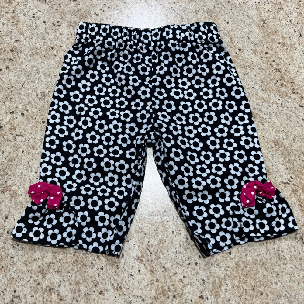 Rare Editions Floral Pants - Black and White - Size 6 Month